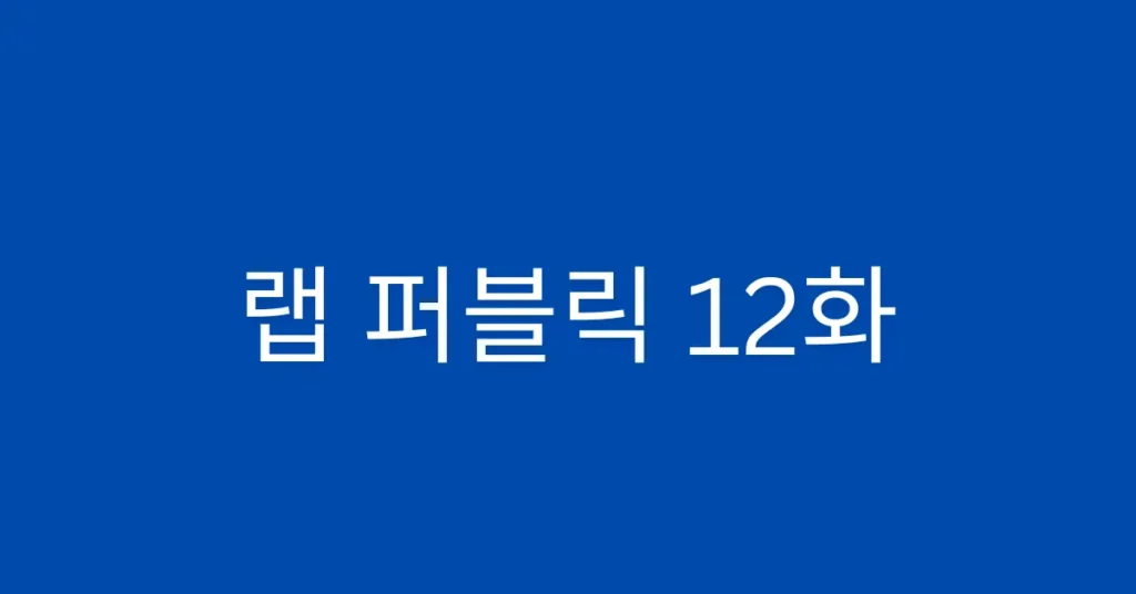 랩 퍼블릭 12화